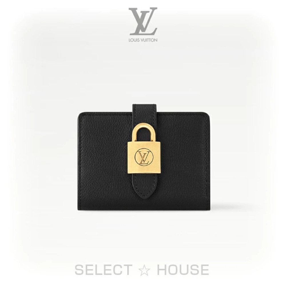 Louis Vuitton Portefeuille Low Wallet Leather Black White